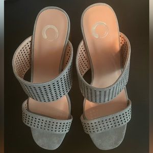 Journee Collection - Sonya Women's Perforated Casual Mule Sandals.